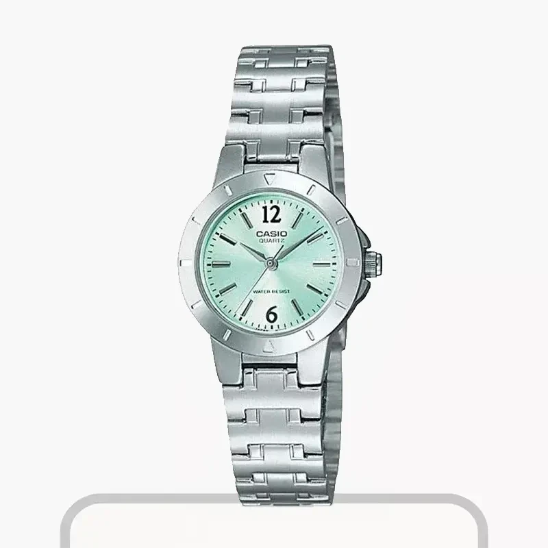 Casio Enticer Green Dial Stainless Steel Ladies Watch- LTP-1177A-3A